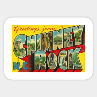 Greetings from Chimney Rock, North Carolina - Vintage Large Letter Postcard Sticker